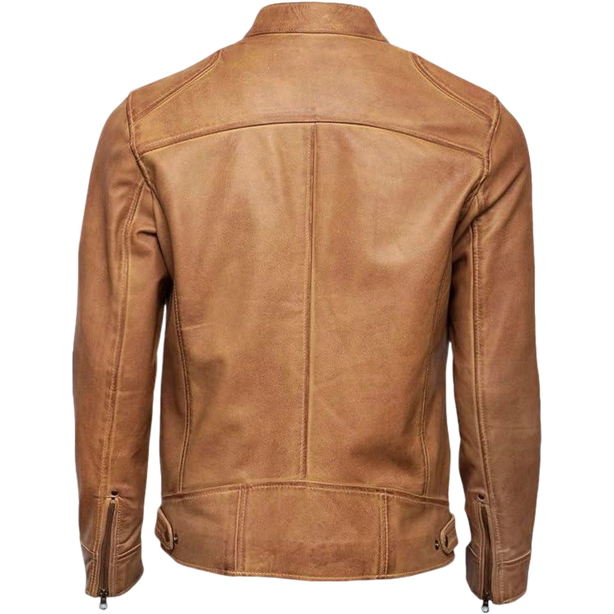 Mens Modern Camel Leather Jacket