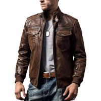 Mens Sleek Brown Aviator Jacket
