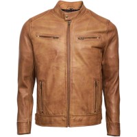 Mens Modern Camel Leather Jacket