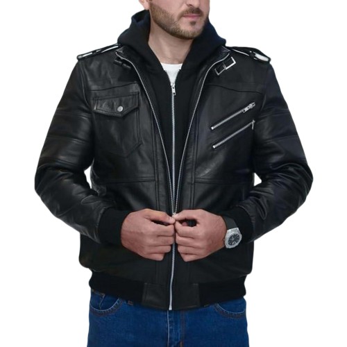 Mens Zip-Up Motorcycle Bomber Jacket