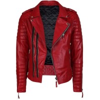 Mens Elegant Red Leather Jacket