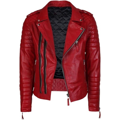Mens Elegant Red Leather Jacket