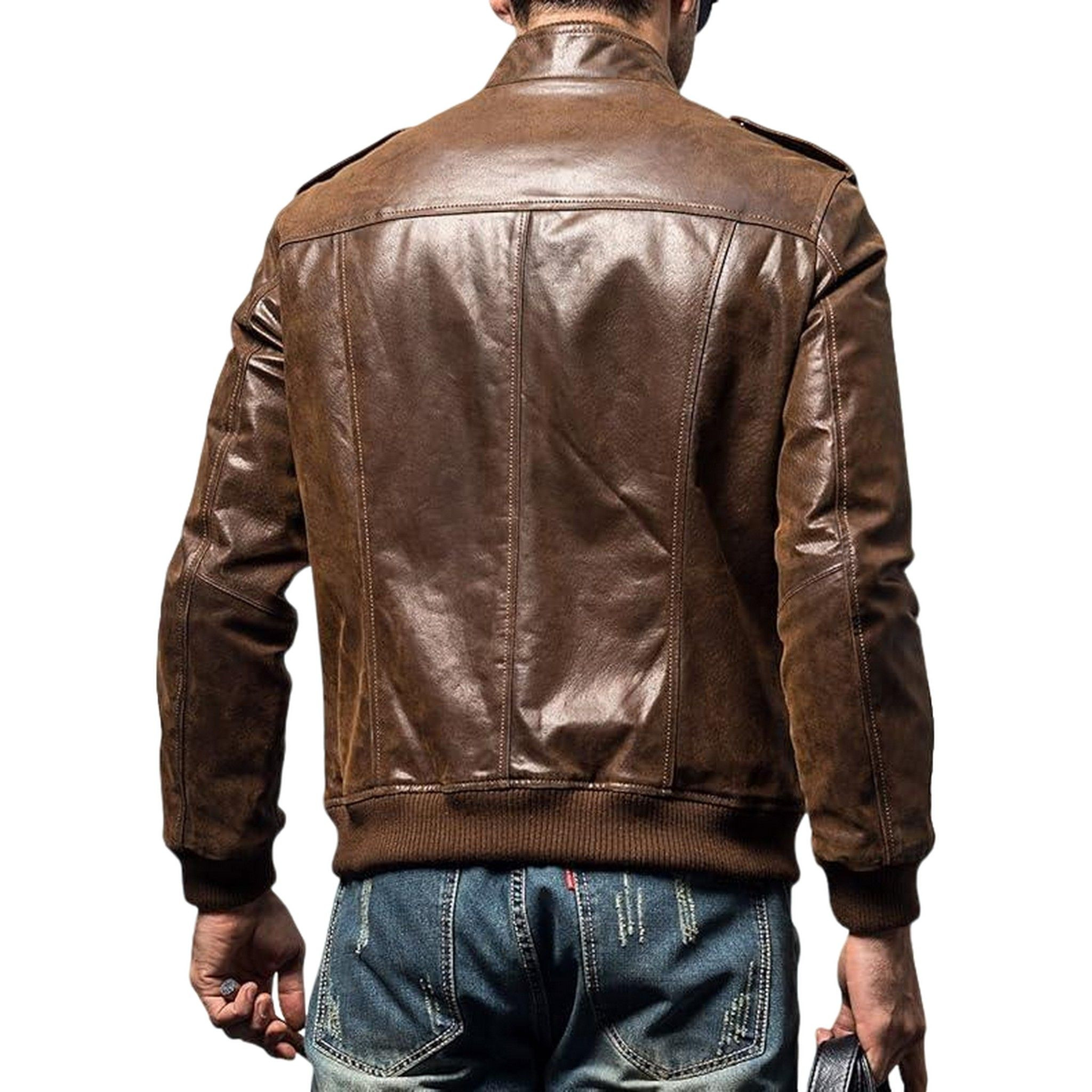 Mens Sleek Brown Aviator Jacket