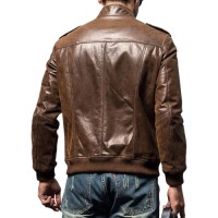 Mens Sleek Brown Aviator Jacket