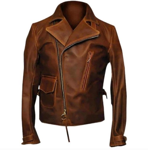 Mens Asymmetrical Style Leather Jacket